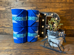 Royal Blue Polo Wraps with Blue Aztec Trim - Horse Sized - Set of 4