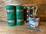 Green Polo Wraps with Real Tree Camo Trim - Horse & Pony Sized - Set of 4
