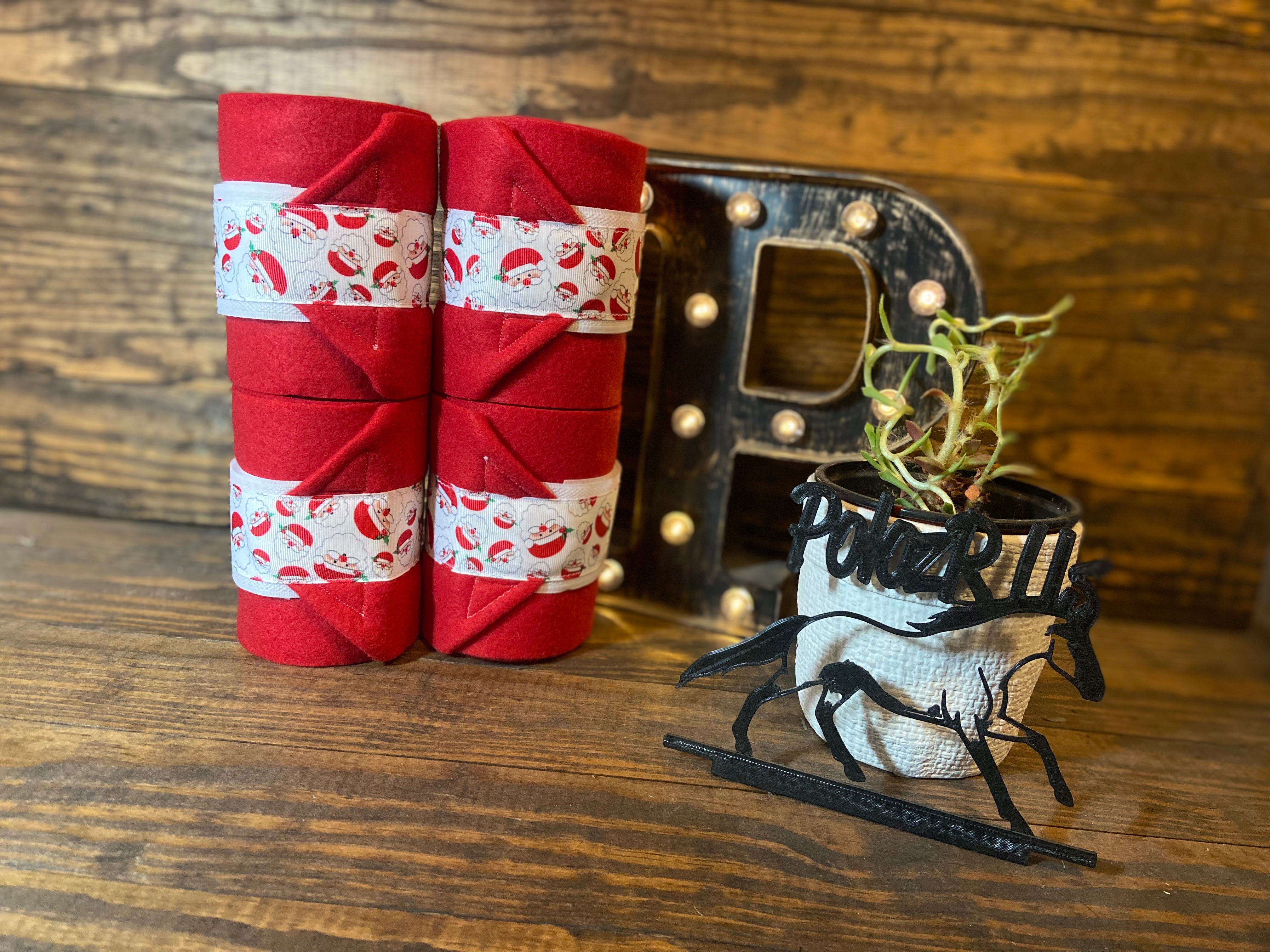 Santa Trimmed Polo Wraps - Horse Sized - Set of 4