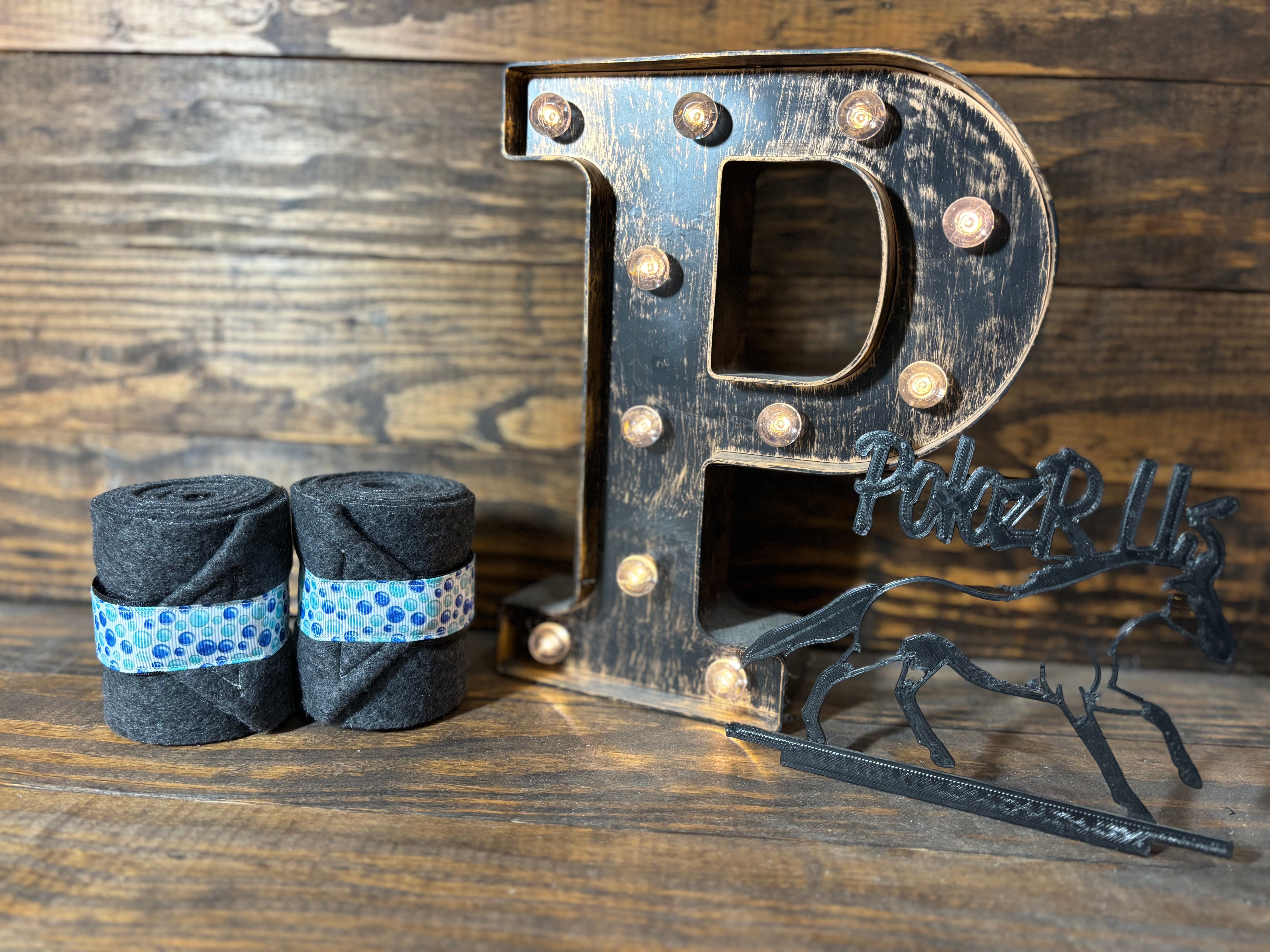 Dark Grey Polo Wraps with Blue Bubble Trim - Mini Sized - Pair of 2