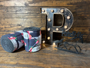 Dark Gray Polo Wraps with Llama Accent - Horse Sized - Pair of 2