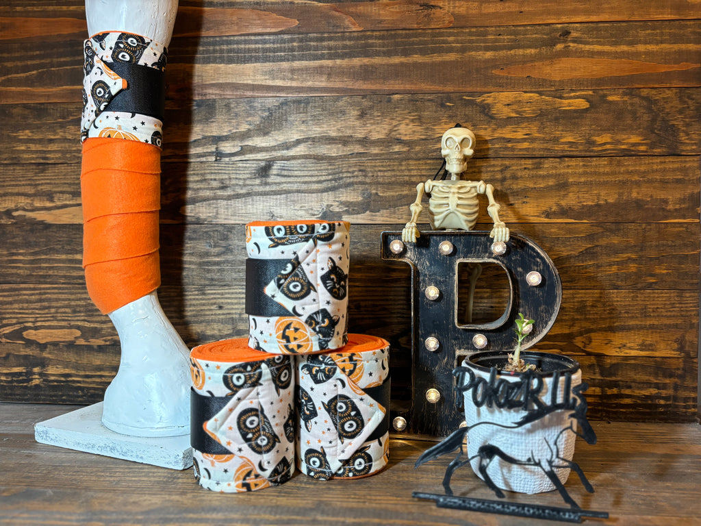 Cats, Owls, & Pumpkins Halloween Accent Polo Wraps - Horse Sized - Set of 4