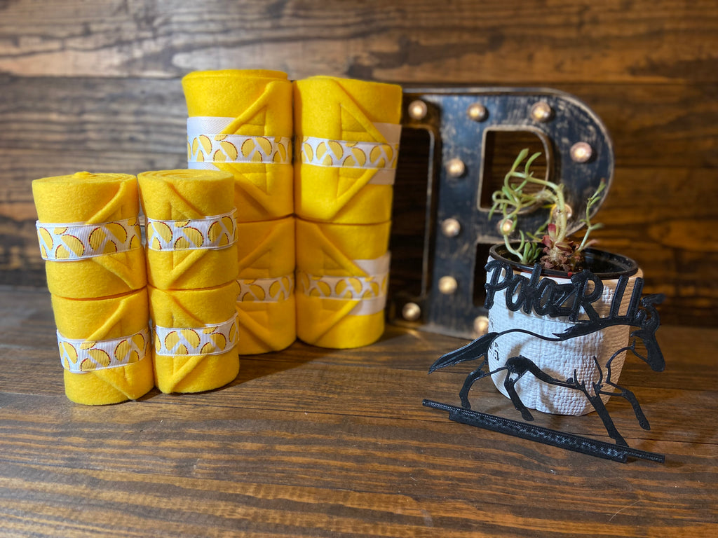 Yellow Polo Wraps with Taco Trim - Horse & Mini Sized - Set of 4