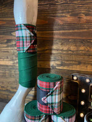 Christmas Plaid Accent Polo Wraps - Horse Sized - Set of 4