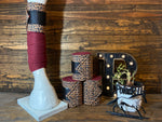 Burgundy Polo Wraps with Cheetah Accent - Horse Sized - Set of 4