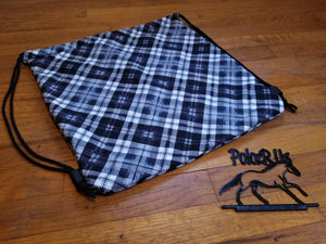 Black & White Plaid Fleece Lined Helmet Bag