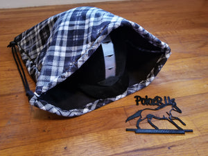 Black & White Plaid Fleece Lined Helmet Bag