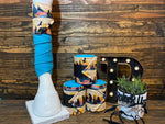 Turquoise Polo Wraps with Sunset Nature Accent - Horse Sized - Set of 4