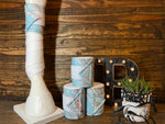 White Polo Wraps with Light Blue & Gold Marble Accent - Horse Sized - Set of 4