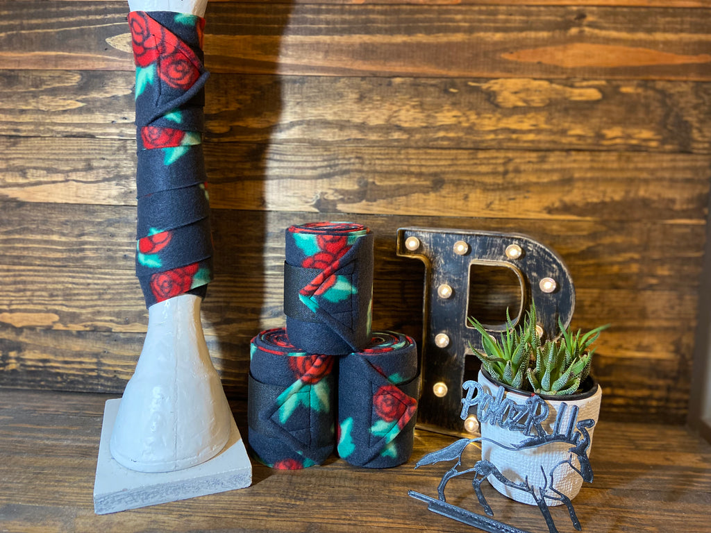 Rose Patterned Polo Wraps - Horse Sized